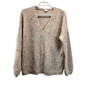 Poetry Alpaca Blouce Knit V-Neck Sweater Pink Purple Cream size 2